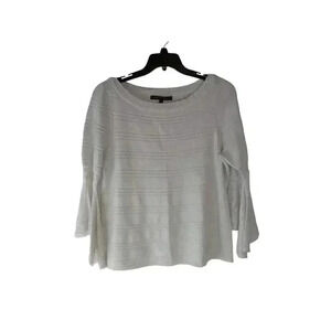 White House Black Market Top Women White Boat Neck Crochet Lace Flared Sleeve XL